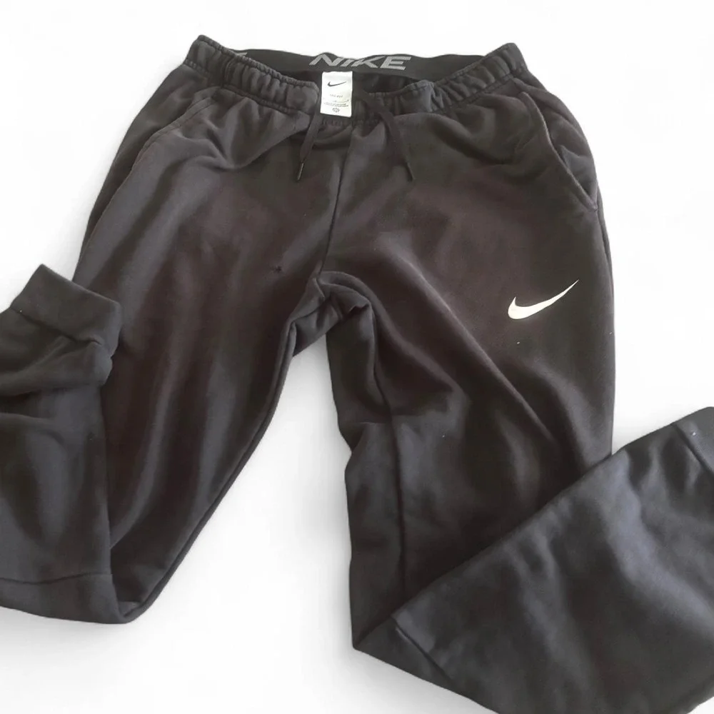 Nike Dri-FIT Black Sweatpants Men's Large Logo Waistband Joggers